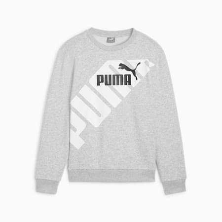 PUMA POWER Graphic Sweatshirt Teenager, Light Gray Heather, small