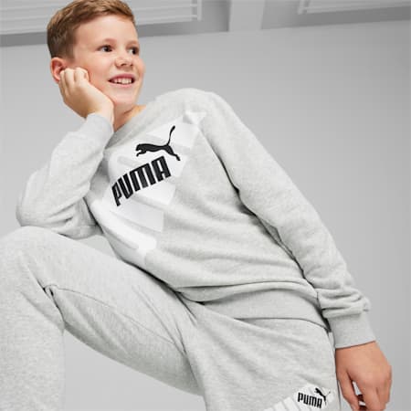 PUMA POWER sweatshirt met print voor jongeren, Light Gray Heather, small