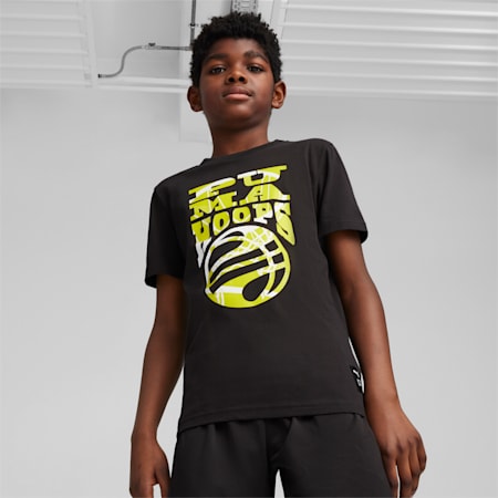 BASKETBALL BLUEPRINT Tee - Youth 8-16 years, PUMA Black, small-AUS