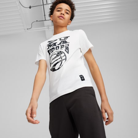 BASKETBALL BLUEPRINT Tee - Youth 8-16 years, PUMA White, small-AUS