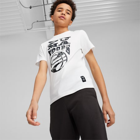 BASKETBALL BLUEPRINT Youth Tee, PUMA White, small