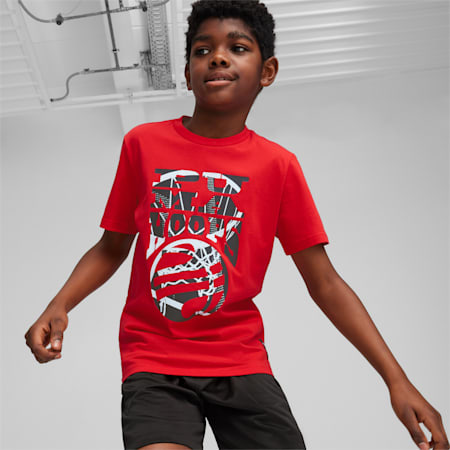 T-shirt de basketball Blueprint PUMA HOOPS Enfant et Adolescent, For All Time Red, small