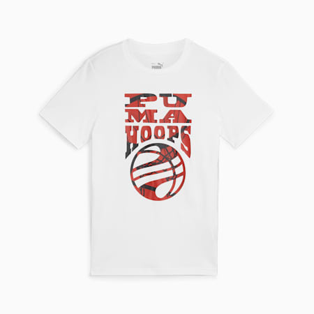 BASKETBALL BLUEPRINT Tee - Youth 8-16 years, PUMA White-Mars Red, small-AUS