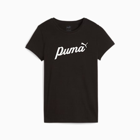 ESS+ Script T-shirt voor dames, PUMA Black, small