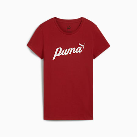 ESS+ Script T-shirt voor dames, Intense Red, small