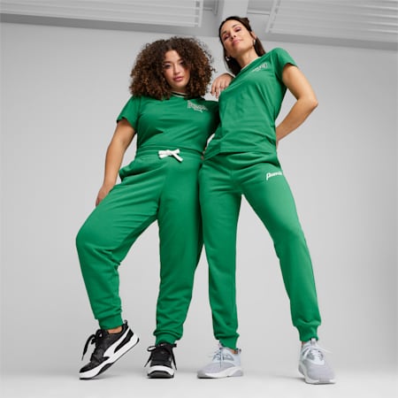 Pantalones de deporte ESS+ Script para mujer, Archive Green, small
