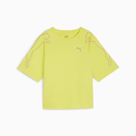 PUMA MOTION Cat T-Shirt Damen, Lime Sheen, small