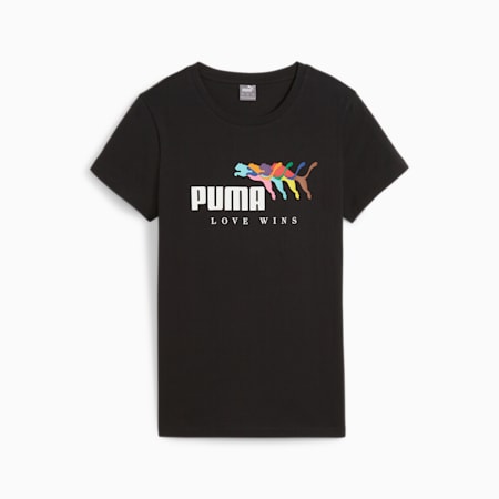 ESS+ LOVE WINS T-shirt voor dames, PUMA Black, small