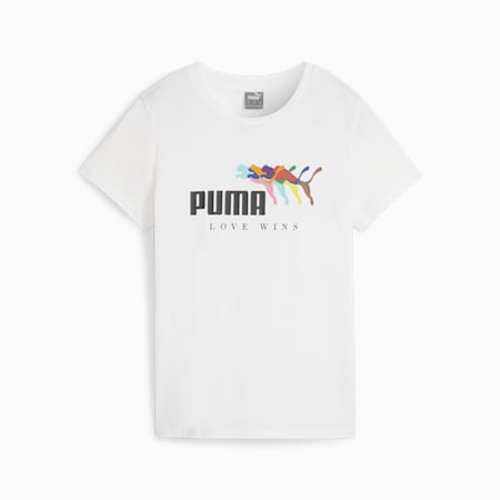 ESS+ LOVE WINS T-shirt voor dames, PUMA White, small