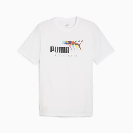 ESS+ LOVE WINS T-shirt voor heren, PUMA White, small
