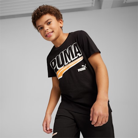 ESS+ MID 90s T-shirt met print voor jongens, PUMA Black, small