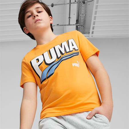 ESS+ MID 90s T-shirt met print voor jongens, Clementine, small