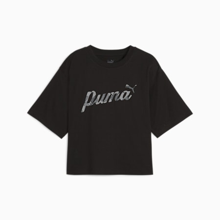 BLOSSOM Women's Short Graphic Tee, PUMA Black, small