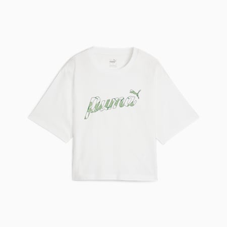 BLOSSOM kort T-shirt met print voor dames, PUMA White, small