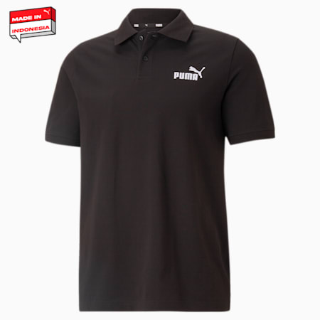 Essentials Pique Men's Polo Shirt, PUMA Black, small-IDN