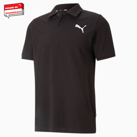 Essentials Pique Men's Polo Shirt, PUMA Black-cat, small-IDN