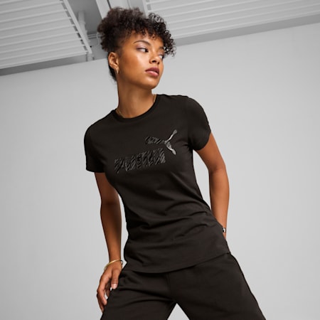 ESS+ ANIMAL T-Shirt Damen, PUMA Black, small