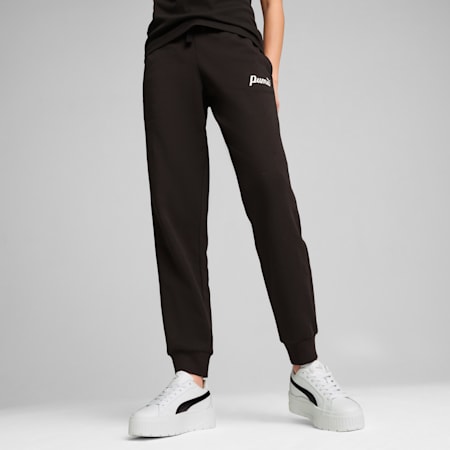 ESS+ Script Pants Women, PUMA Black-gold foil, small