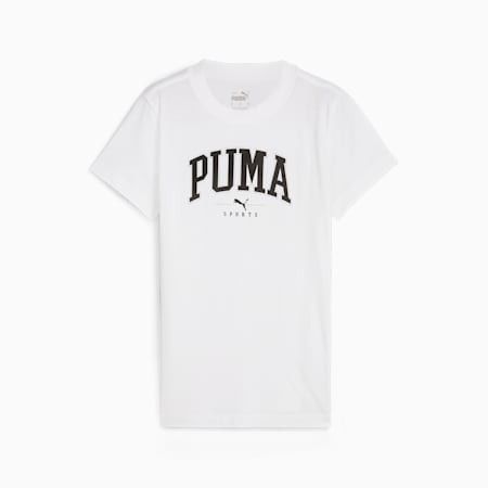 PUMA SQUAD T-shirt met print voor dames, PUMA White, small