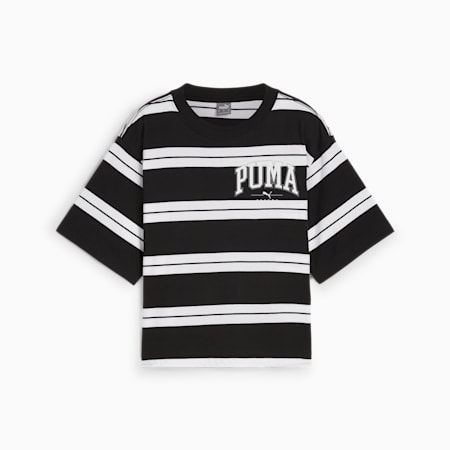 PUMA SQUAD Women's Striped Tee, PUMA Black, small-AUS