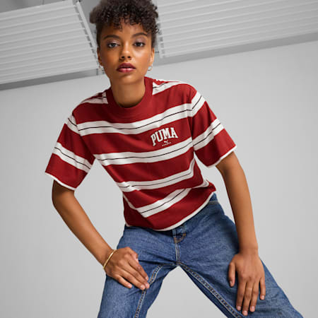 PUMA SQUAD Striped Tee Women, Intense Red, small-IDN