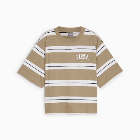 PUMA SQUAD Striped Tee Women, Oak Branch, small-IDN