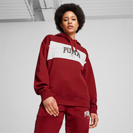 Damska bluza z kapturem PUMA SQUAD o pełnej długości, Intense Red, small