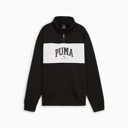 PUMA SQUAD Women's Quarter-Zip Hoodie, PUMA Black, small-AUS