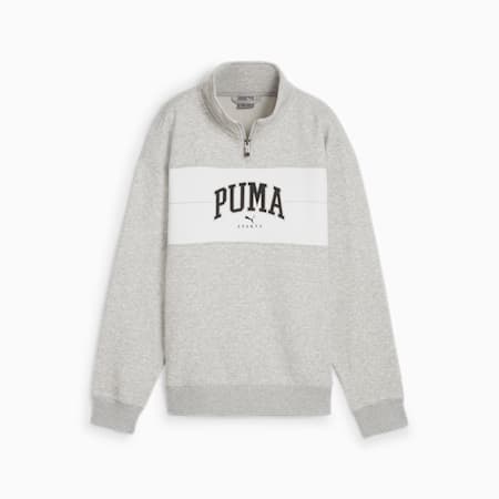 PUMA SQUAD Women's Quarter-Zip Hoodie, Light Gray Heather, small-AUS