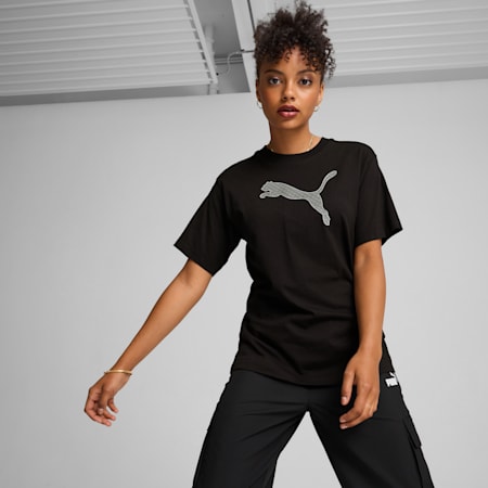 HER Women's Graphic Tee, PUMA Black, small-AUS