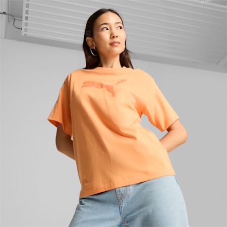 HER Women's Graphic Tee, Bright Melon, small-AUS