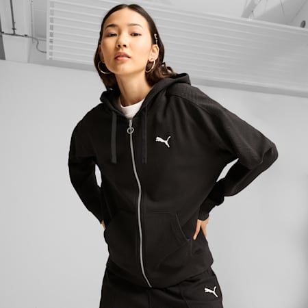 HER Women's Full-Zip Hoodie, PUMA Black, small-AUS