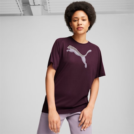 EVOSTRIPE T-Shirt Damen, Midnight Plum, small