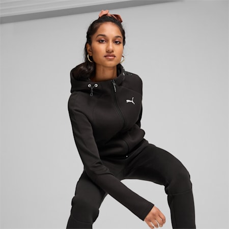 EVOSTRIPE hoodie met volledige rits voor dames, PUMA Black, small