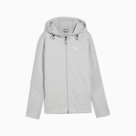 EVOSTRIPE Full-Zip Hoodie Women, Light Gray Heather, small-NZL