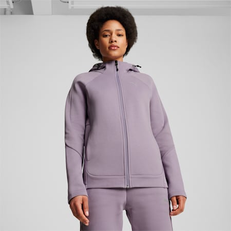 EVOSTRIPE Full-Zip Hoodie Women, Pale Plum, small