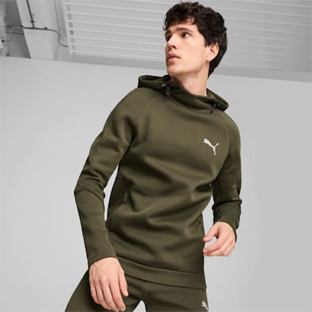 EVOSTRIPE Men's Hoodie, Dark Olive, small-NZL