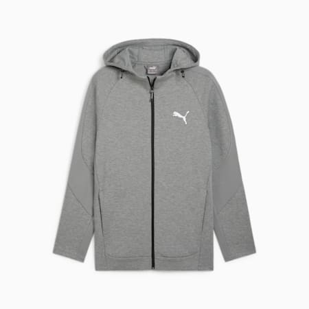 EVOSTRIPE Men's Full-Zip Hoodie, Medium Gray Heather, small-AUS