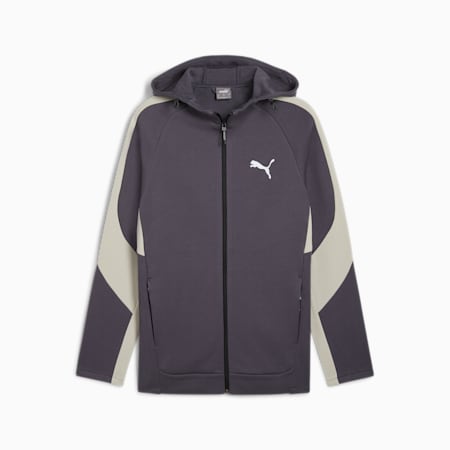 EVOSTRIPE hoodie met rits voor heren, Galactic Gray, small