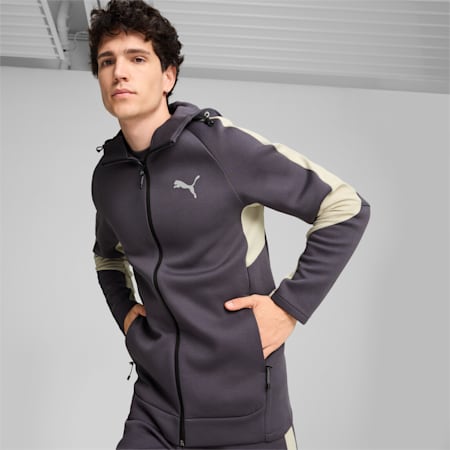 EVOSTRIPE Men's Full-Zip Hoodie, Galactic Gray, small-NZL