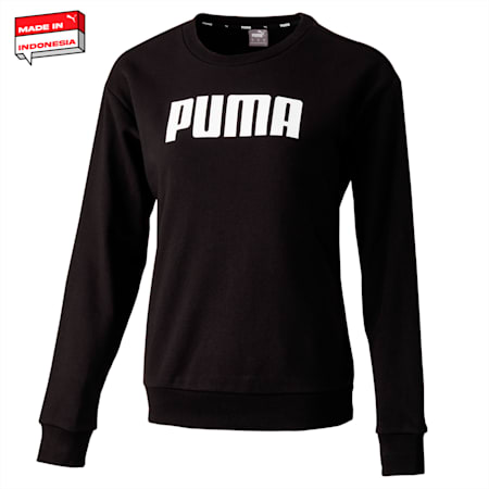 Essentials French Terry Crew Neck Women's Sweater, PUMA Black, small-IDN