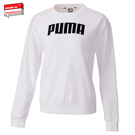 Essentials French Terry Crew Neck Women's Sweater, PUMA White, small-IDN