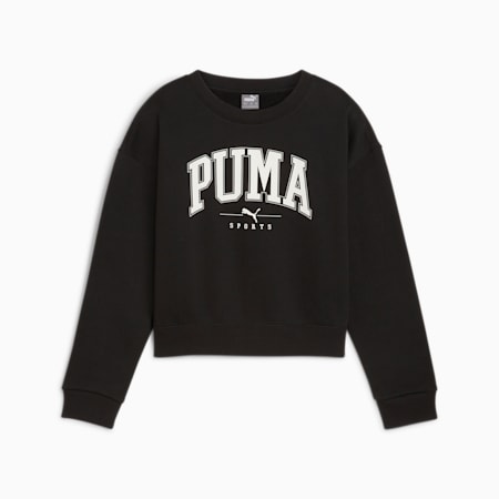 PUMA SQUAD Crew Sweat - Girls 8-16 years, PUMA Black, small-AUS