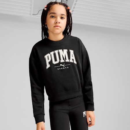 PUMA SQUAD Crew Sweat - Girls 8-16 years, PUMA Black, small-AUS