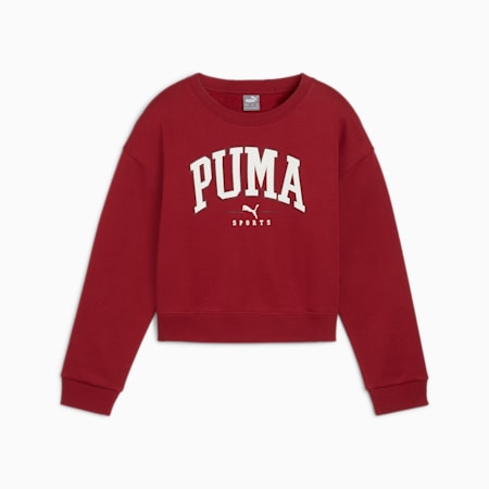 PUMA SQUAD Crew Sweat - Girls 8-16 years, Intense Red, small-AUS