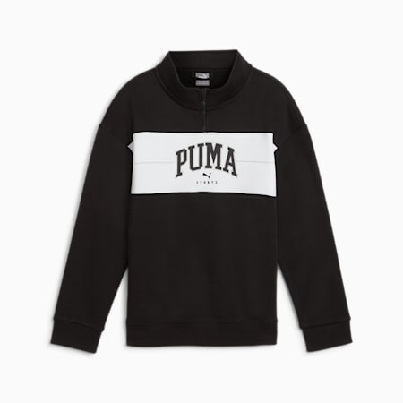 PUMA SQUAD Sweatshirt mit halbem Reißverschluss Teenager, PUMA Black, small