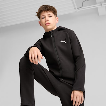 EVOSTRIPE hoodie met rits voor jongeren, PUMA Black, small