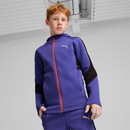 EVOSTRIPE Full-Zip Hoodie Youth, Lapis Lazuli, small