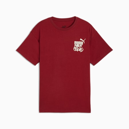Młodzieżowa koszulka z grafiką ESS+ MID 90s, Intense Red, small