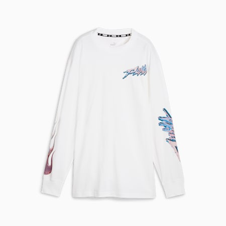 Cherry on Top Graphic Women's Long Sleeve Basketball Tee, PUMA White, small-NZL